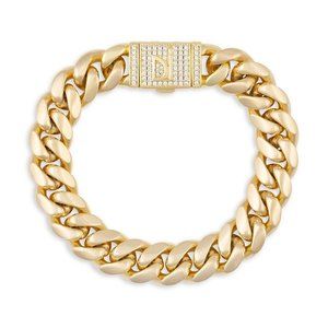 Darkai 18K Gold-Plated & Cubic Zirconia Cuban-Link Chain Bracelet